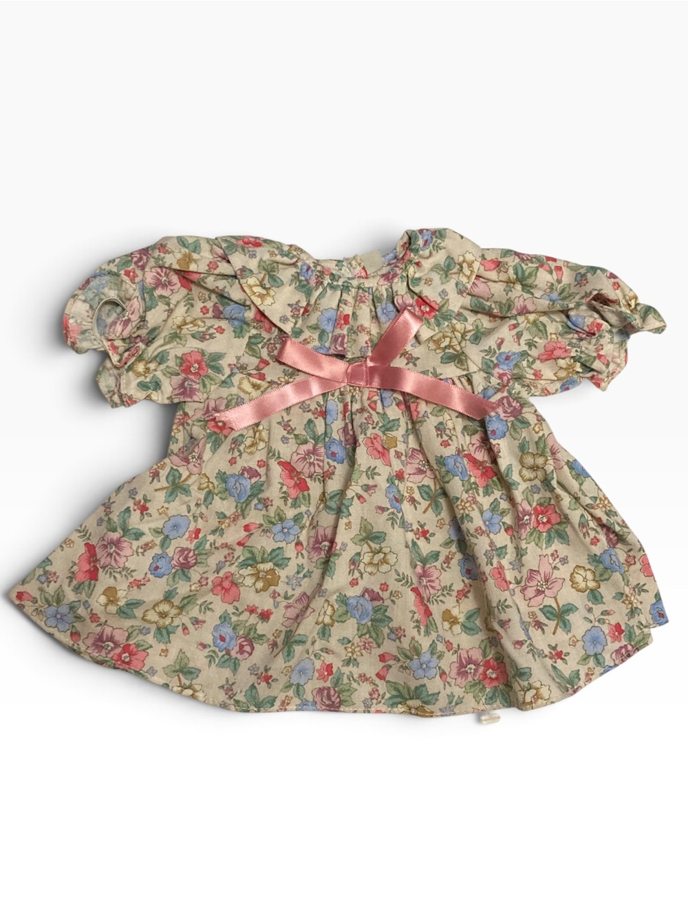Vintage Floral Baby Doll Dress with Pink Satin Bow